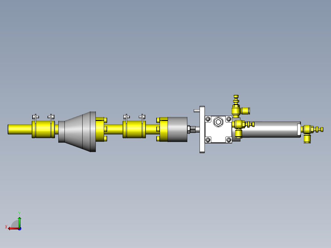 使用偏心锥形凸轮的多段行程机构后视图
