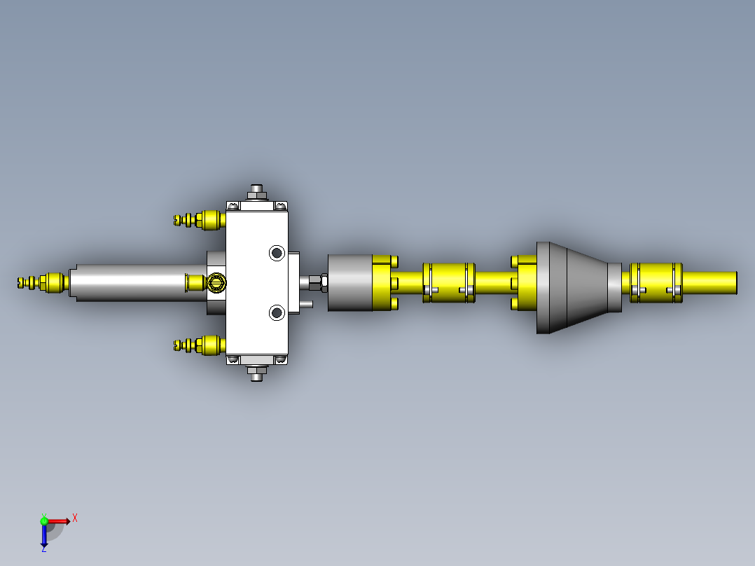 使用偏心锥形凸轮的多段行程机构俯视图