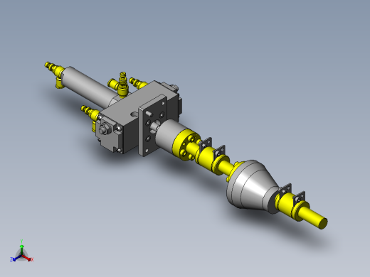 使用偏心锥形凸轮的多段行程机构正等轴测缩略图