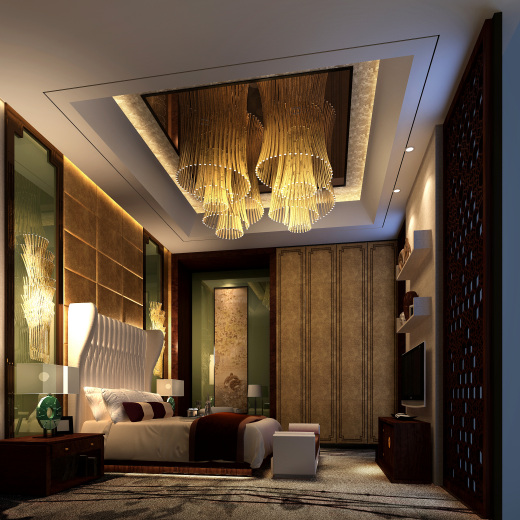 五星级中式酒店总统套房装修施工cad图纸（含效果）