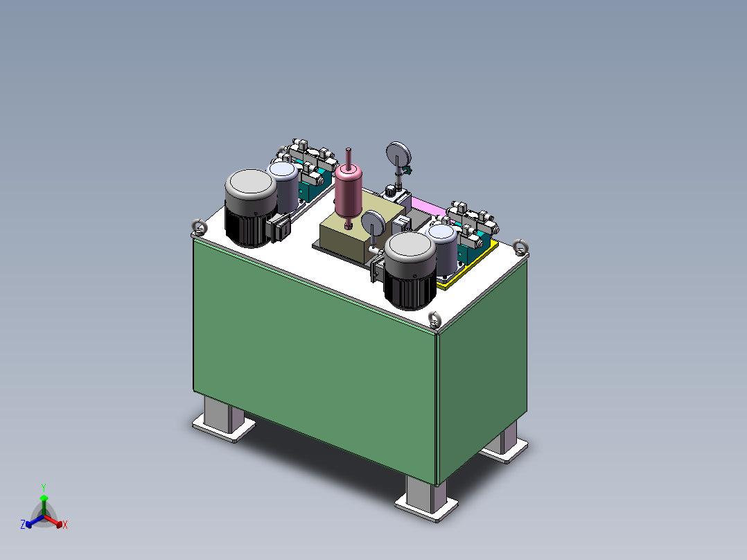 提升绞车液压站的设计正等轴测图