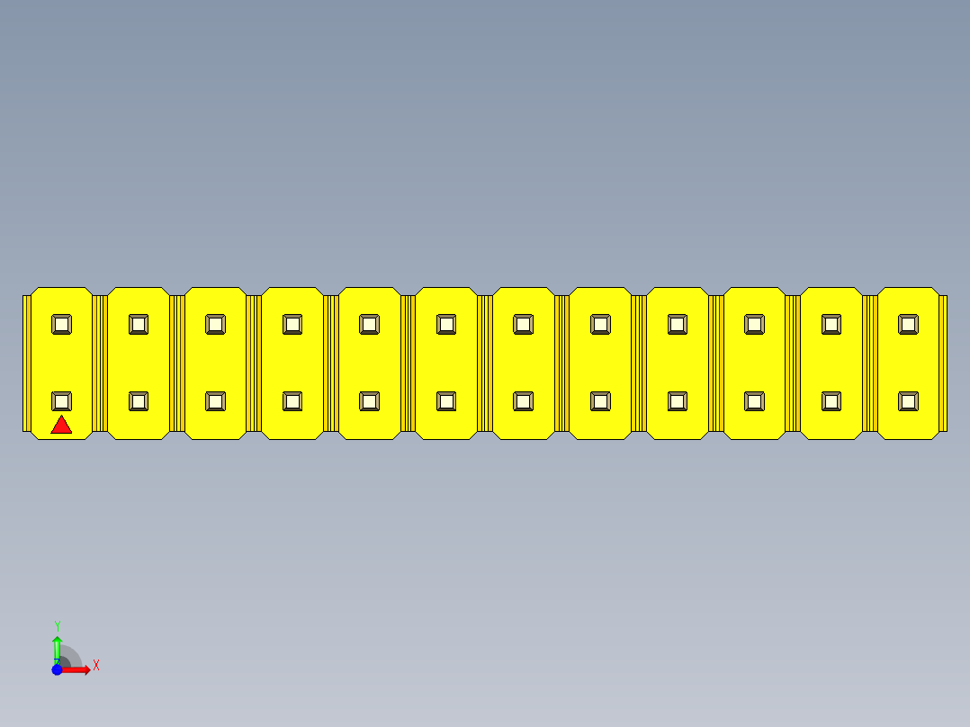 彩色公头100mil（2.54mm）系列-DS1021_yellow_2x12p_100mil_Type5_rev1.0前视图
