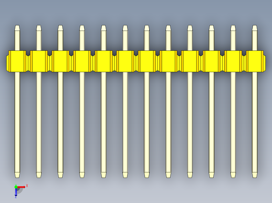 彩色公头100mil（2.54mm）系列-DS1021_yellow_2x12p_100mil_Type5_rev1.0俯视图