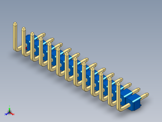 彩色公排针 100mil 2.54mm 系列-DS1022_blue_13p_100mil_TypeU_rev1.0