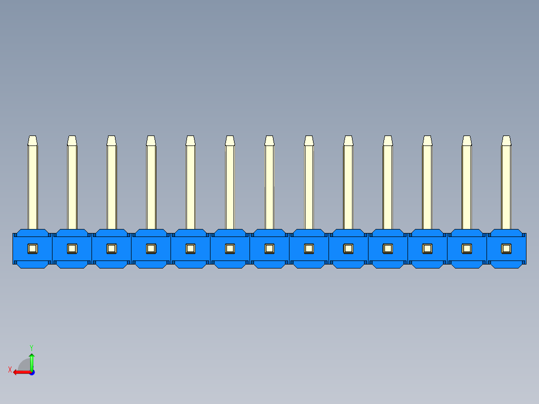 彩色公排针 100mil 2.54mm 系列-DS1022_blue_13p_100mil_TypeU_rev1.0后视图