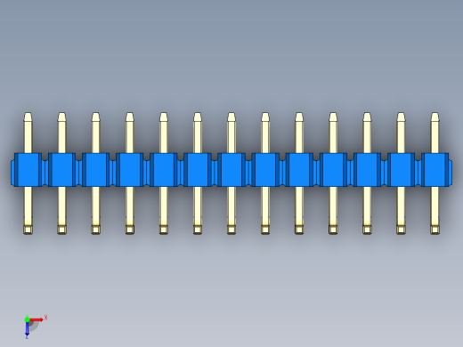 彩色公排针 100mil 2.54mm 系列-DS1022_blue_13p_100mil_TypeU_rev1.0俯视缩略图