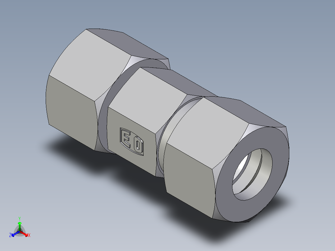 卡套式工业通用硬管接头EO_Distance_piece_adapter_DA12L71正等轴测图