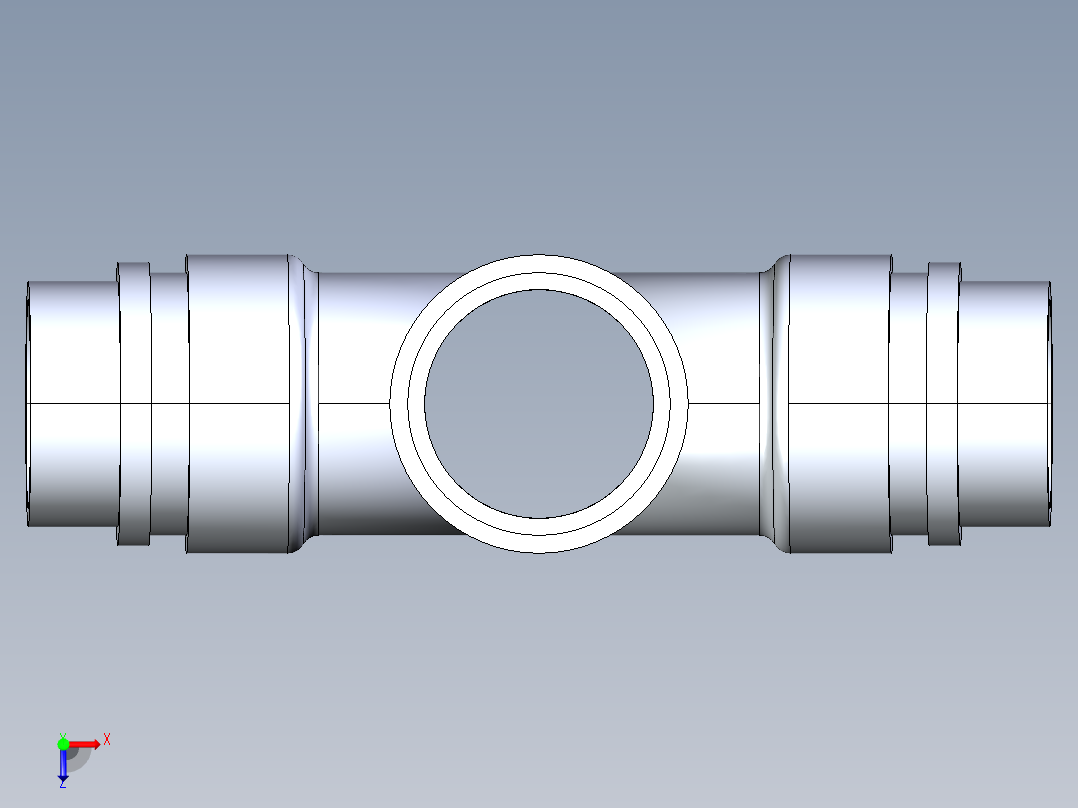 船舶管路系统S16_SeaDrainPLUS_DoubleSanitaryReducingTee-SxSxSxS_37E261930_2in Sea Drain Plus - Sanitary Double Reducer Tee - SxSxSxS俯视图