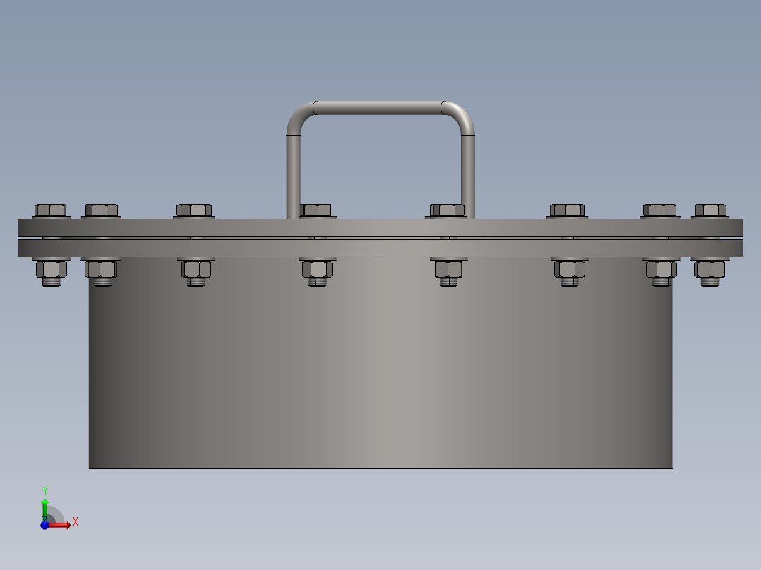 这是一个16英寸(406毫米)的人孔，用于地上储罐前视图