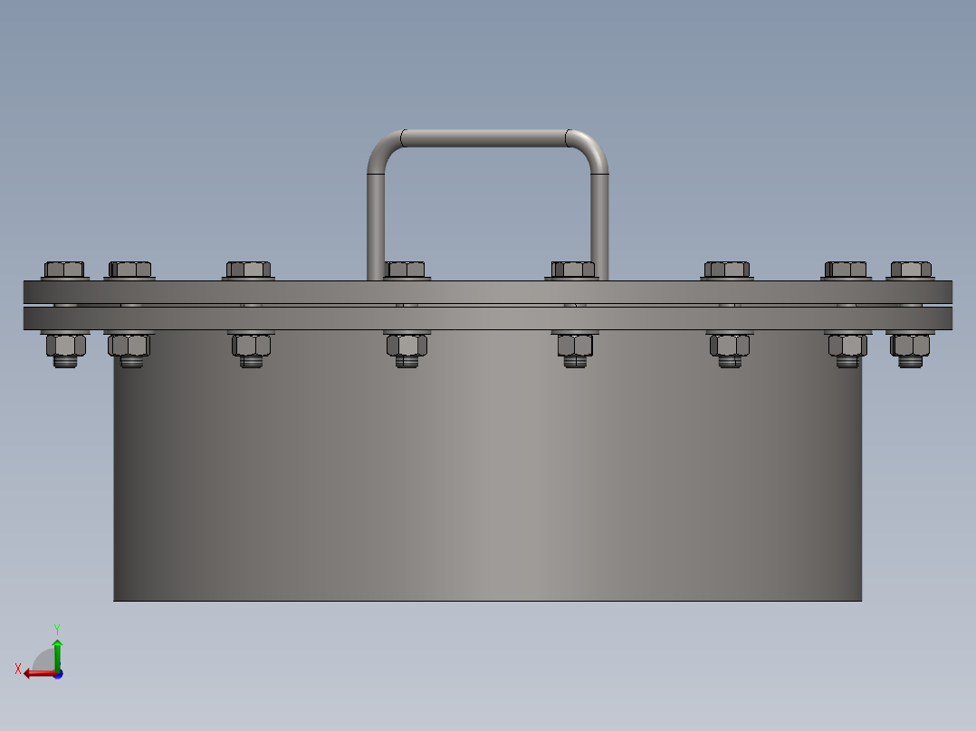 这是一个16英寸(406毫米)的人孔，用于地上储罐后视图
