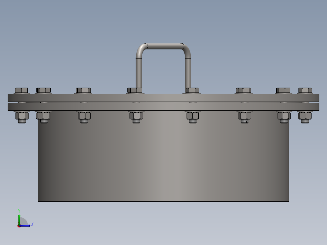 这是一个16英寸(406毫米)的人孔，用于地上储罐左视图