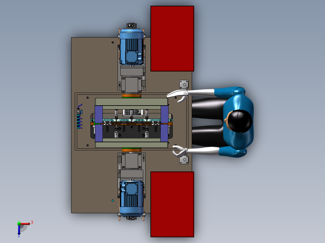 多头钻孔机 3D模型 非标自动化设备3D图纸3D模型俯视图