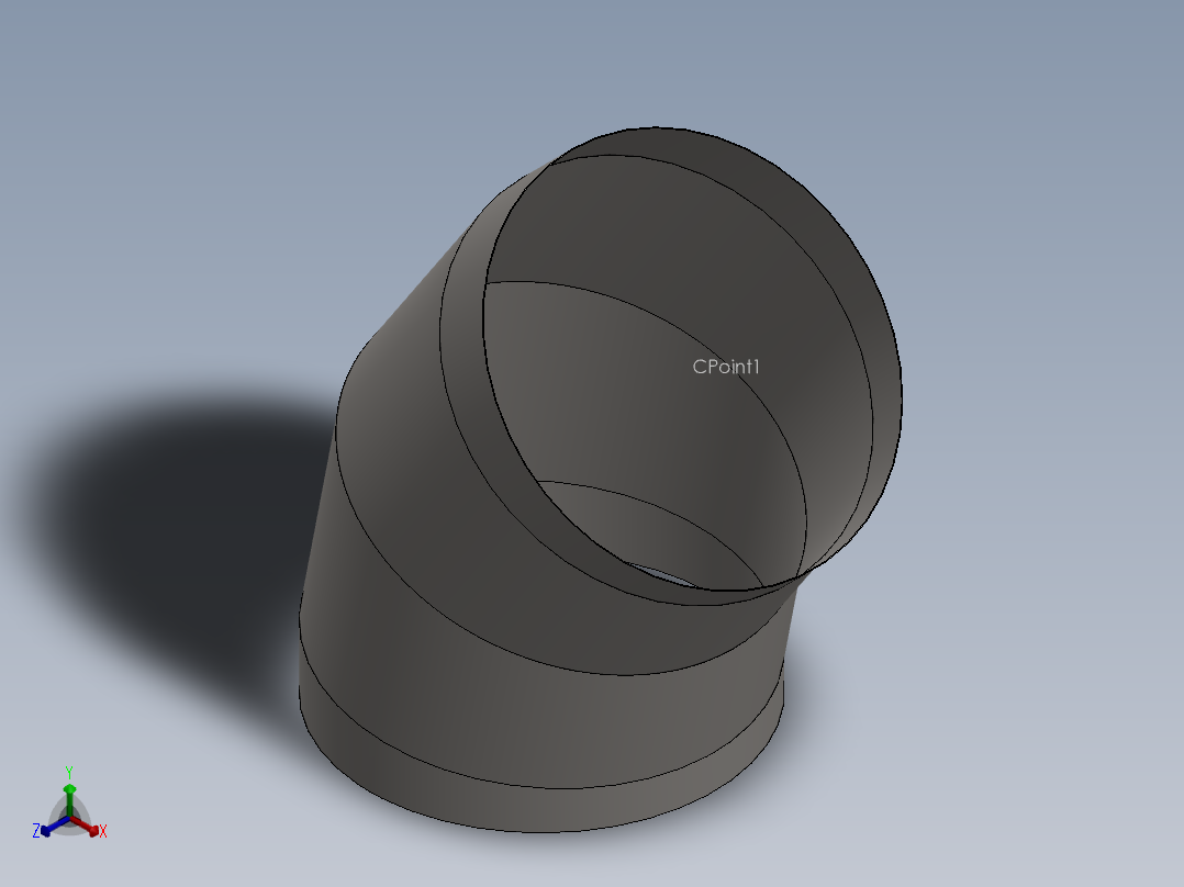 hvac round duct 45deg elbow主视图