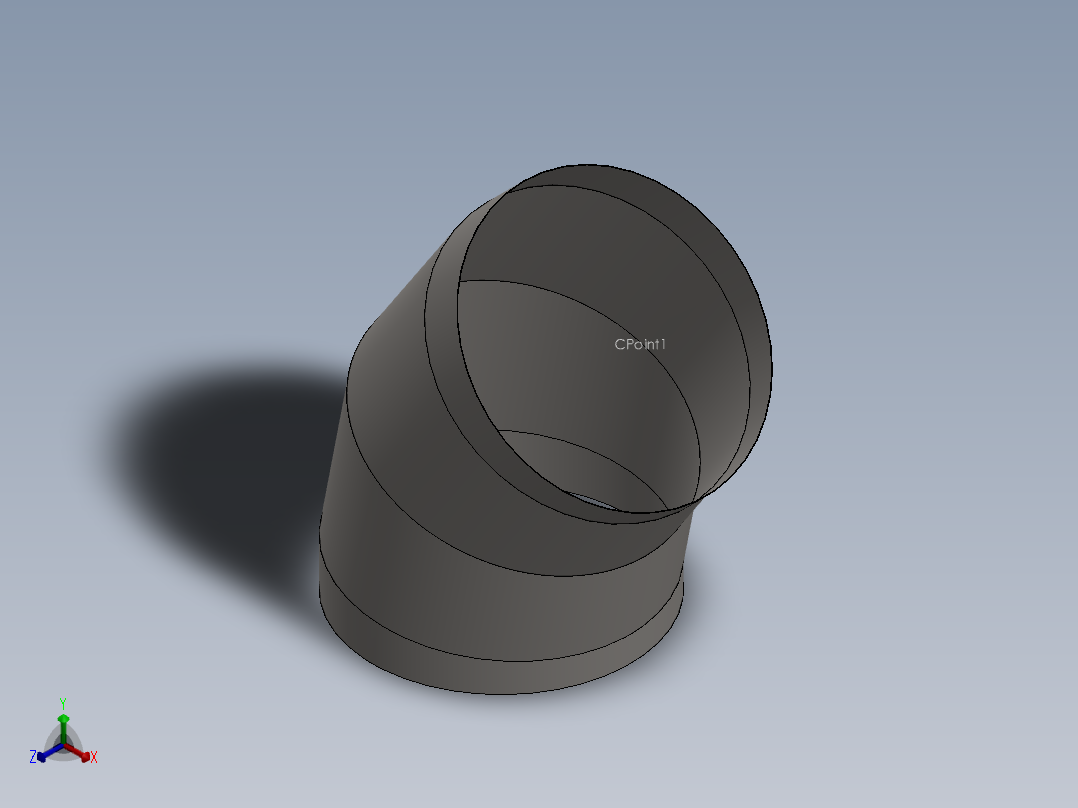 hvac round duct 45deg elbow正等轴测图