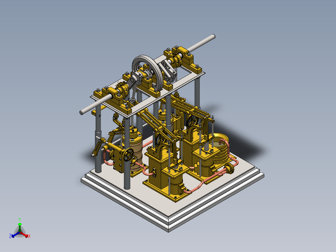 蒸汽机gorgon-steam-engine-2834-模型格式为 stp正等轴测图