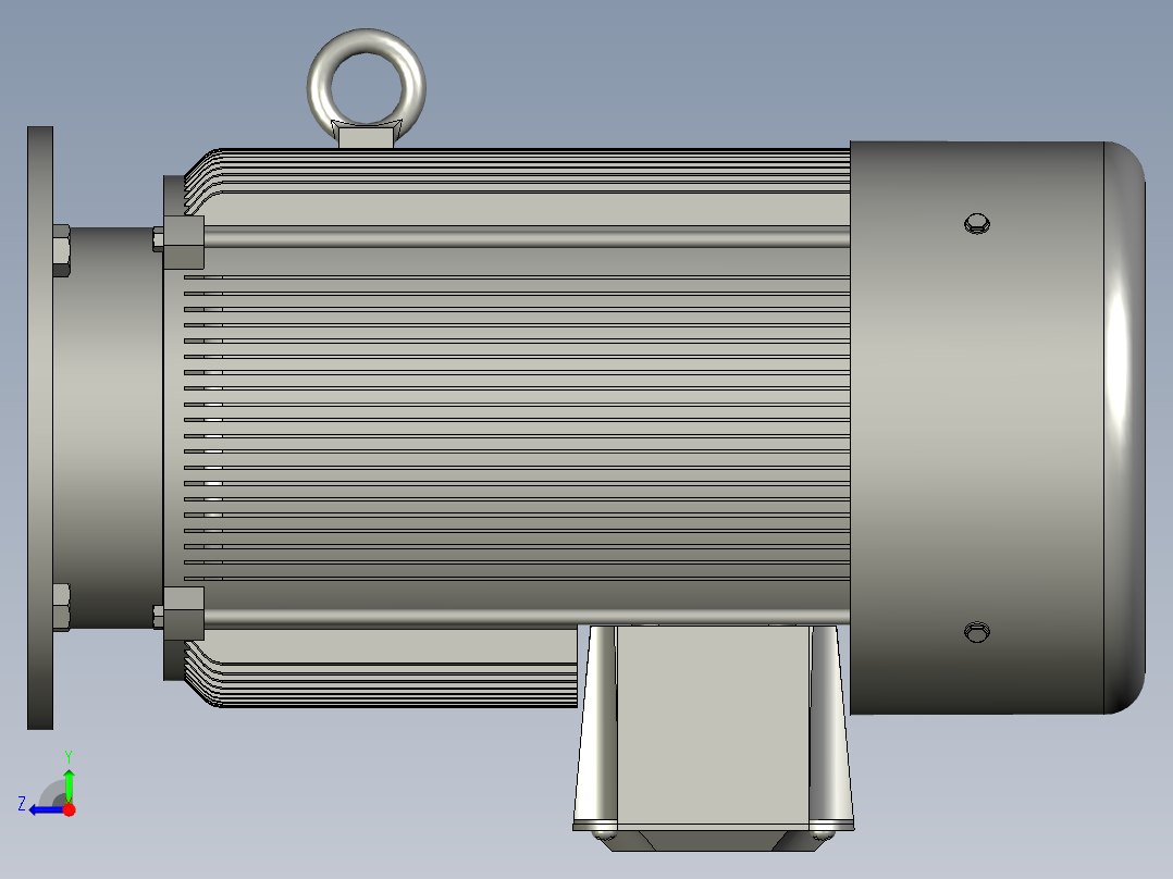 R137底脚轴伸式安装斜齿轮减速机R137-Y22-4P-180L-M1-90_电机右视图