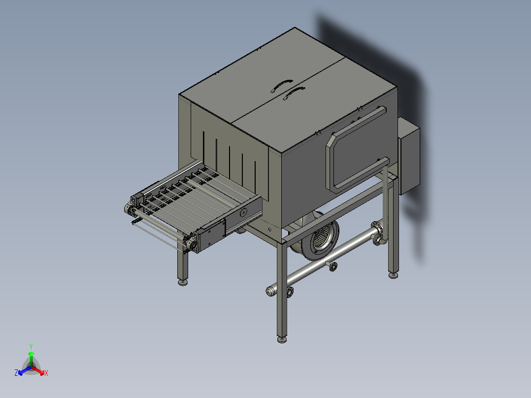 连续挤压生产线吹干装置正等轴测图