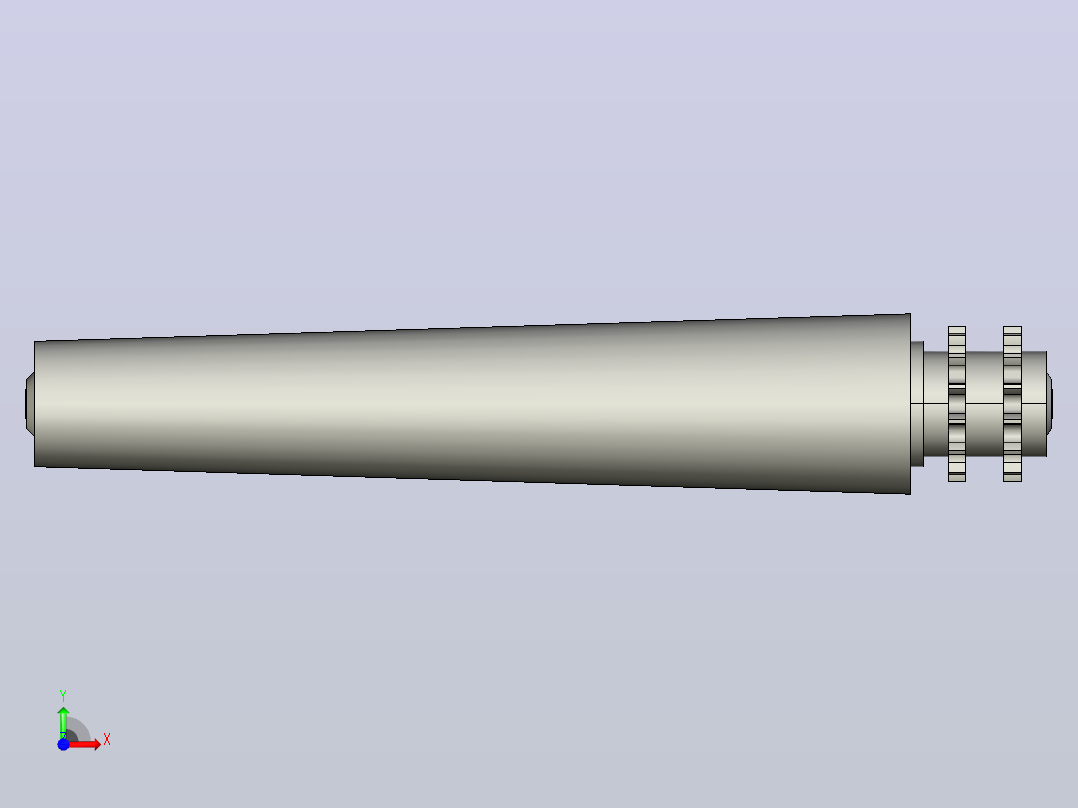 TSD2-FT-08B14T-AGL410-RL350-C1钢制动力锥形双排齿输送滚筒前视图