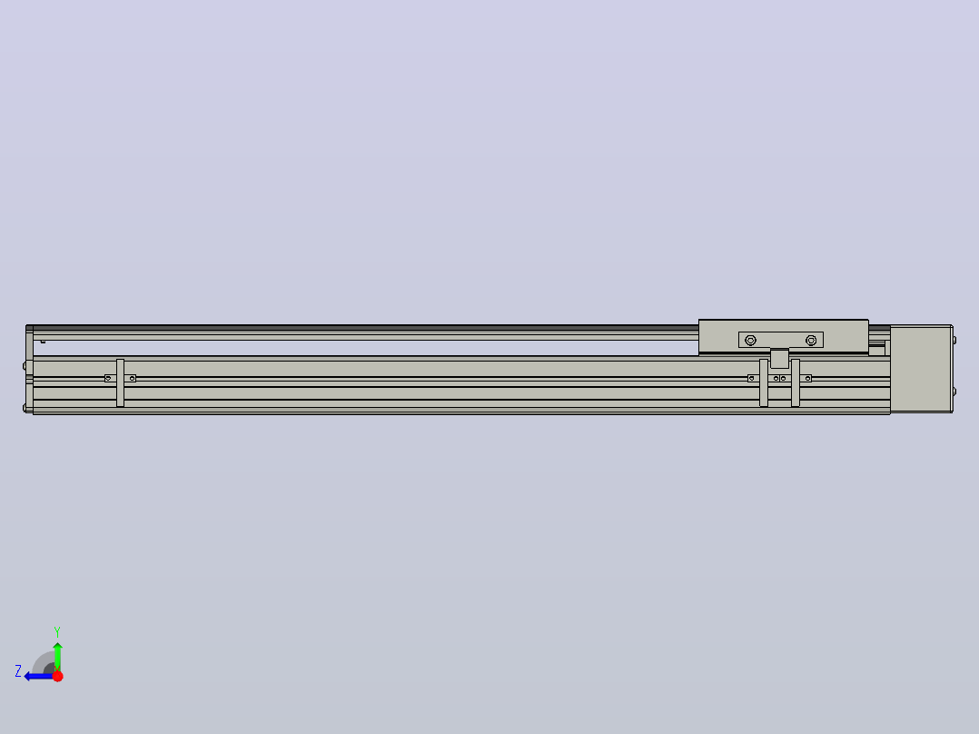 SYS14-500-BL-200W滚珠花健、支撑座、滚珠丝杠、交叉导轨、直线模组.STEP右视图