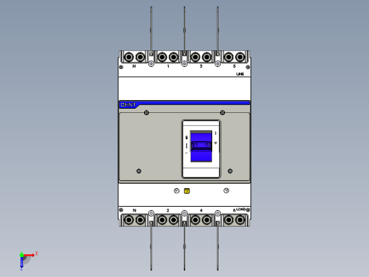 NXM-1250 4P塑料外壳式断路器三维模型202209俯视缩略图