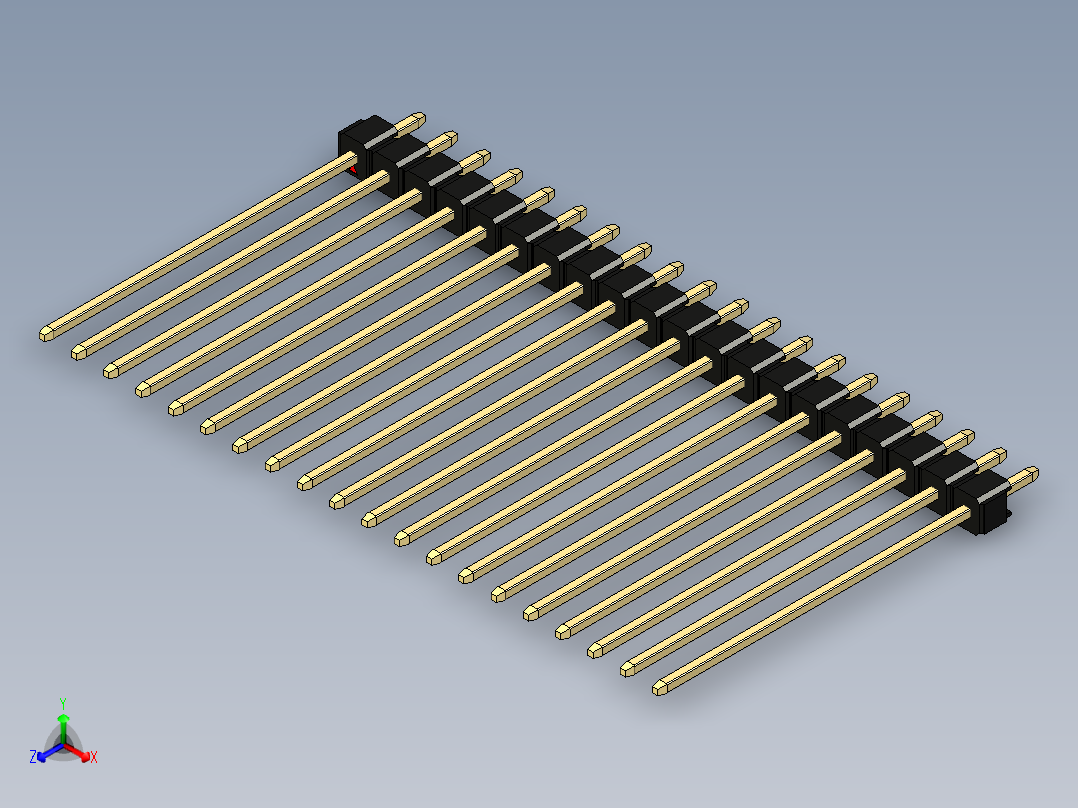 彩色公头100mil（2.54mm）系列-DS1021_black_1x20p_100mil_Type43_rev1.0正等轴测图