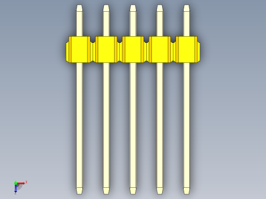 彩色公头100mil（2.54mm）系列-DS1021_yellow_1x05p_100mil_Type5_rev1.0俯视缩略图