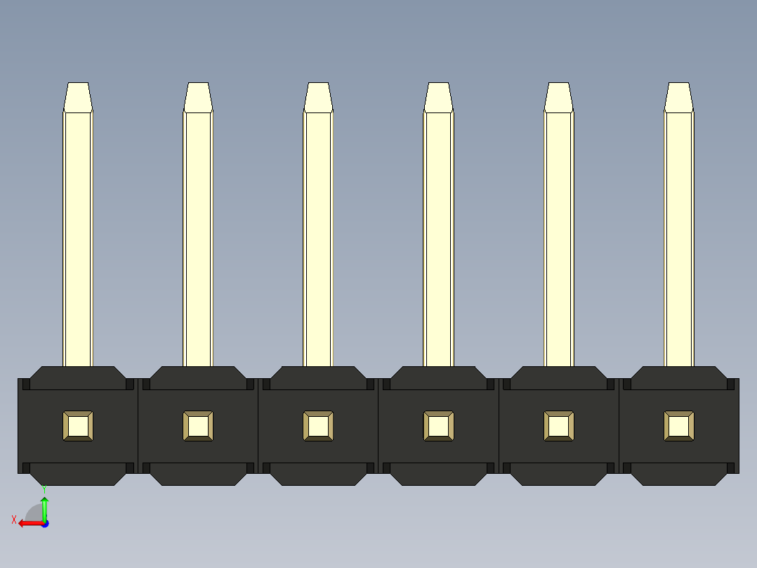 彩色公排针 100mil 2.54mm 系列-DS1022_black_06p_100mil_TypeU_rev1.0后视图