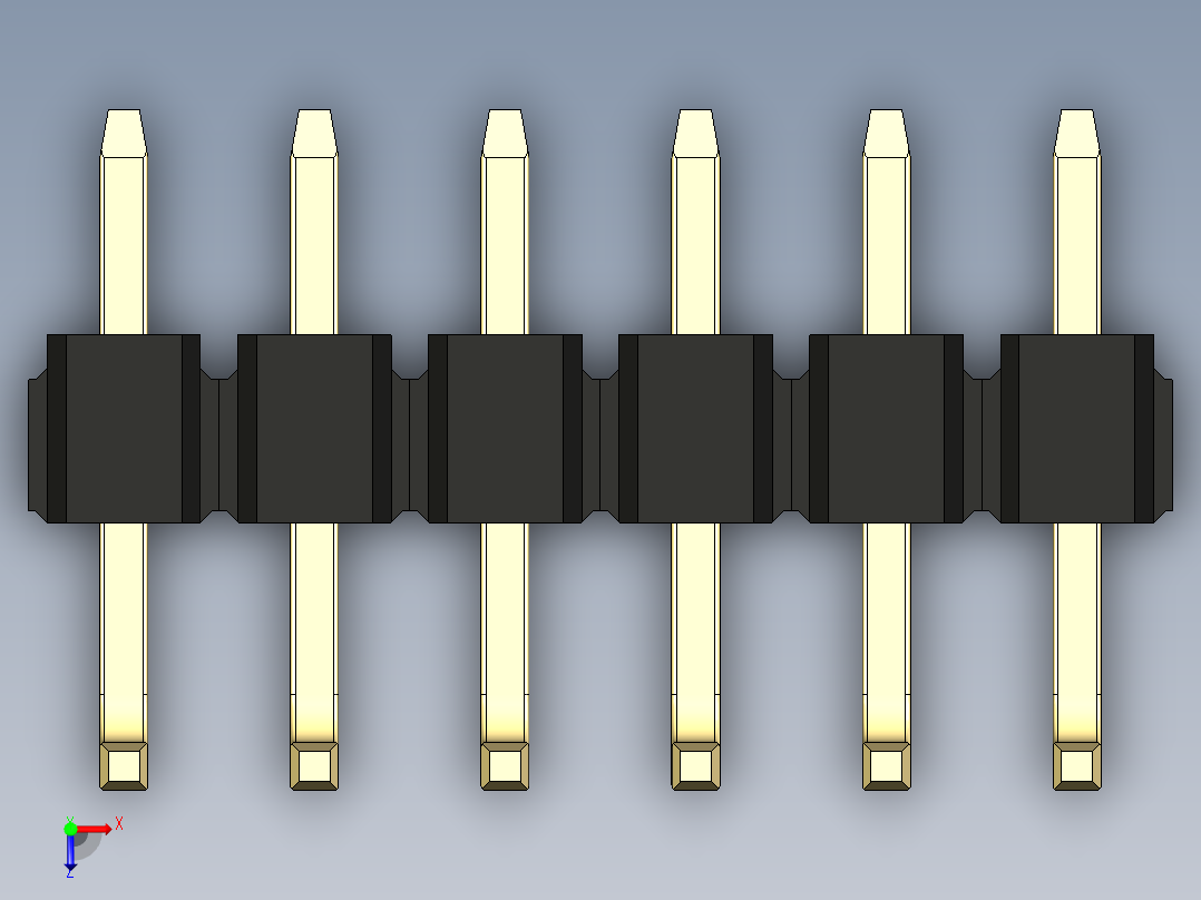彩色公排针 100mil 2.54mm 系列-DS1022_black_06p_100mil_TypeU_rev1.0俯视图