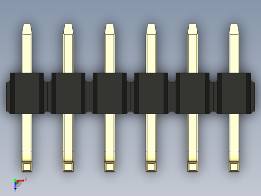 彩色公排针 100mil 2.54mm 系列-DS1022_black_06p_100mil_TypeU_rev1.0俯视缩略图