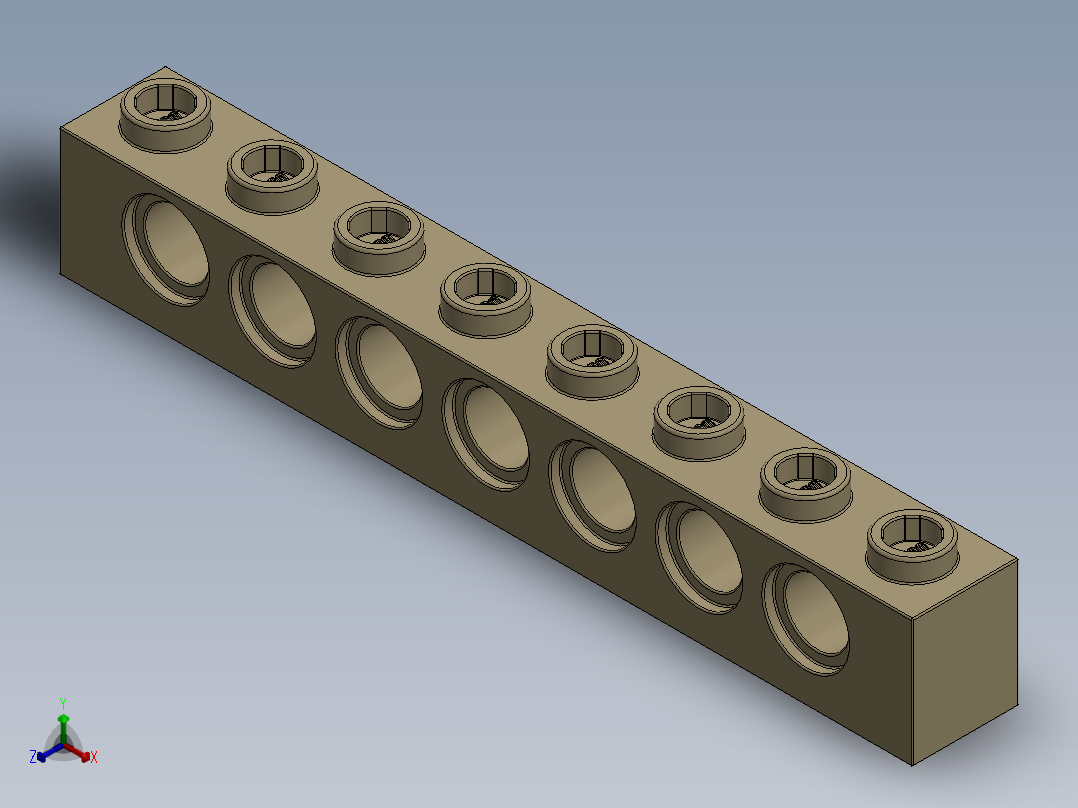 乐高机械组积木（横梁）-4162466 - 3702 Tan - Brick Yellow Technic Brick 1 x 8 with Holes