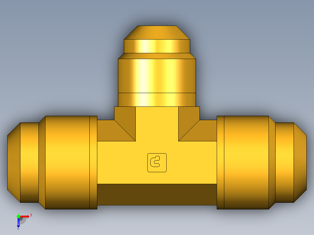 扩口式工业通用硬管接头Union Tee combination sizes 144F-8-8-6俯视图