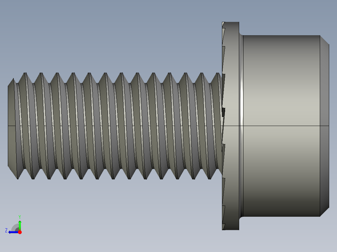 锯齿状法兰头螺钉-Serrated-Flange Socket Head Screws M10 x 1.5 mm Thread 20 mm Long右视图