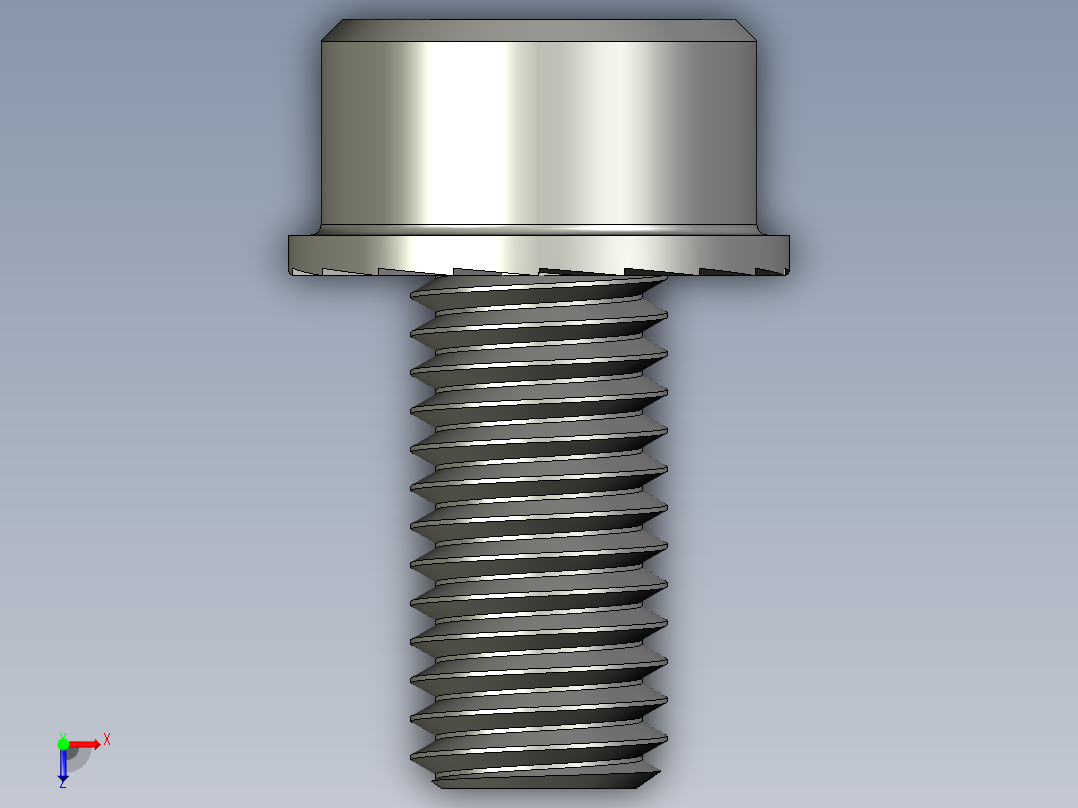 锯齿状法兰头螺钉-Serrated-Flange Socket Head Screws M10 x 1.5 mm Thread 20 mm Long俯视图