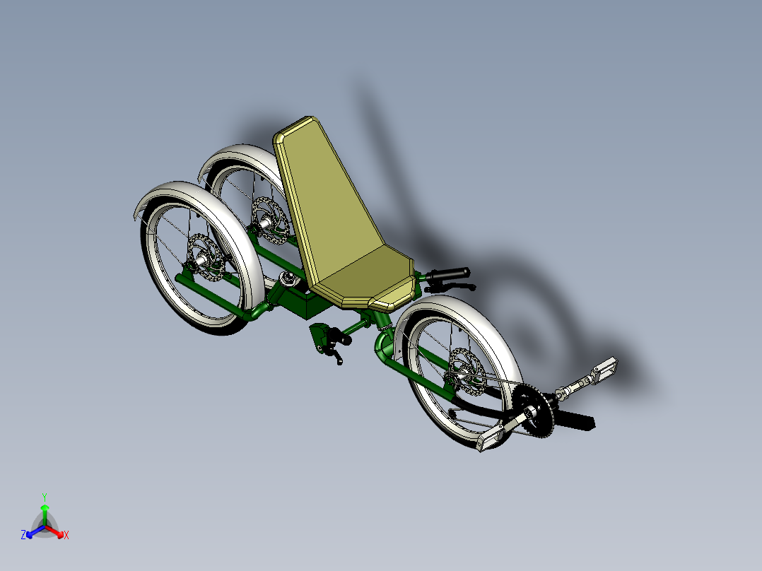 Python类_三极三轮车--stp正等轴测图