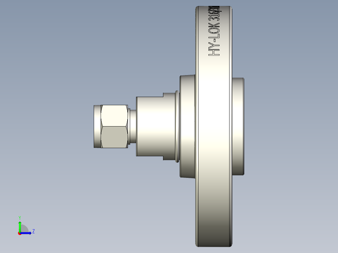 不锈钢ANSI法兰适配器，1-2英寸左视图