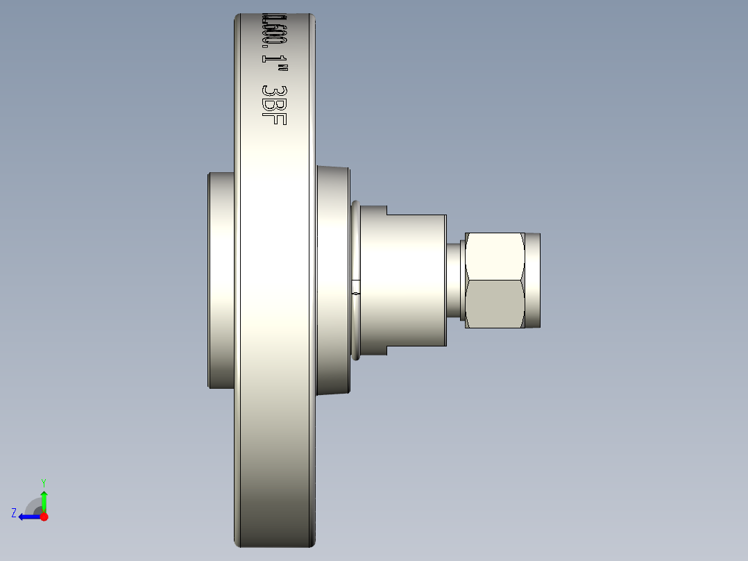 不锈钢ANSI法兰适配器，1-2英寸右视图