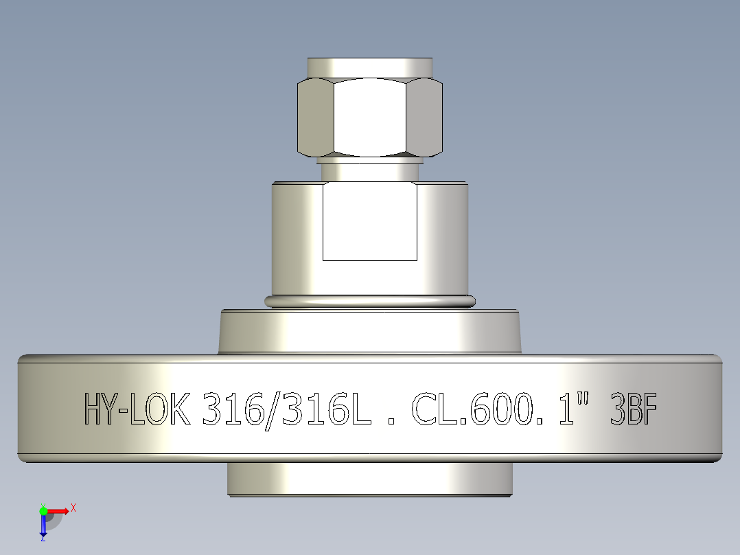 不锈钢ANSI法兰适配器，1-2英寸俯视图