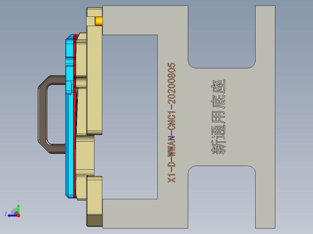 X1-D-笔记本CNC工装夹具三维模型WWAN-CNC1铣脚垫槽&amp;倒角-20200808右视图