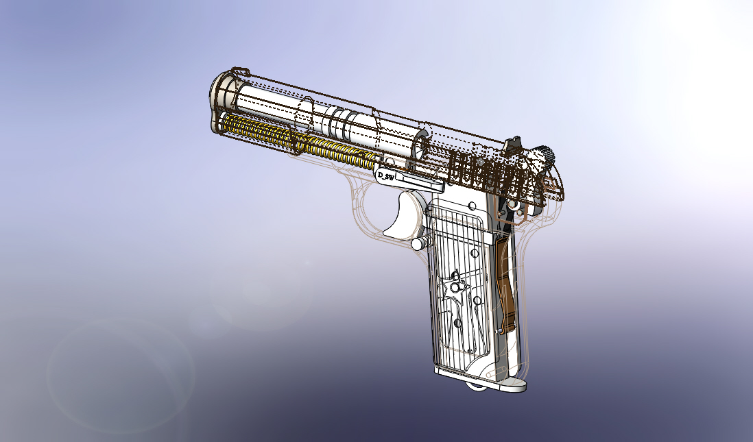 手枪左轮冲锋枪老式狙击步枪设计3D图纸gun_tt-33 SW IGS