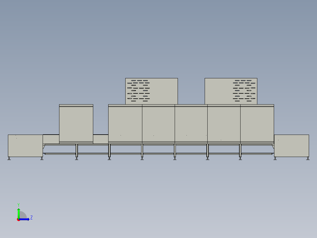 烤纸流水线的烘道装置左视图