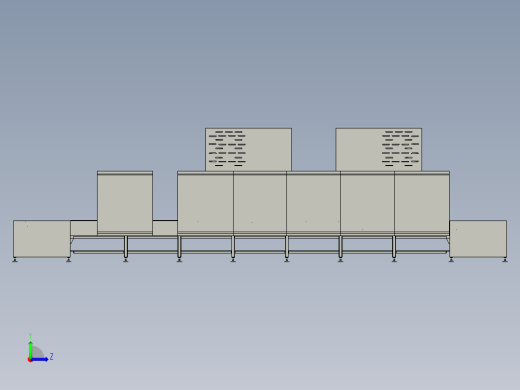 烤纸流水线的烘道装置左视缩略图