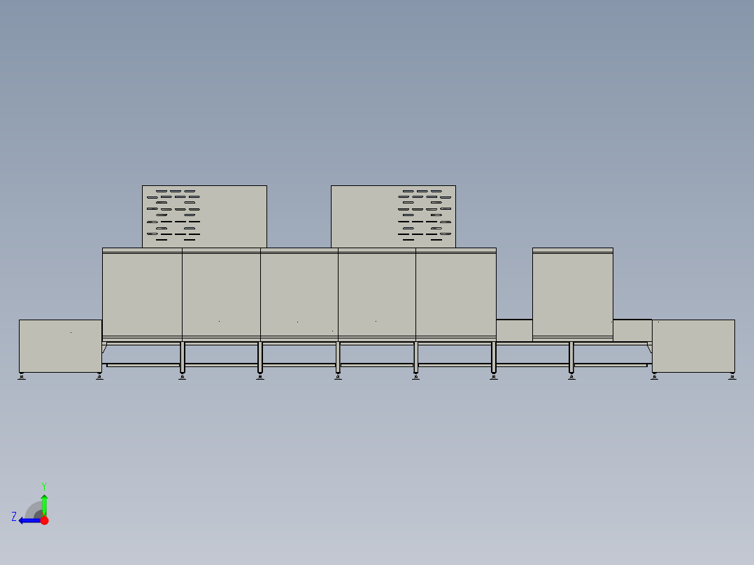 烤纸流水线的烘道装置右视图