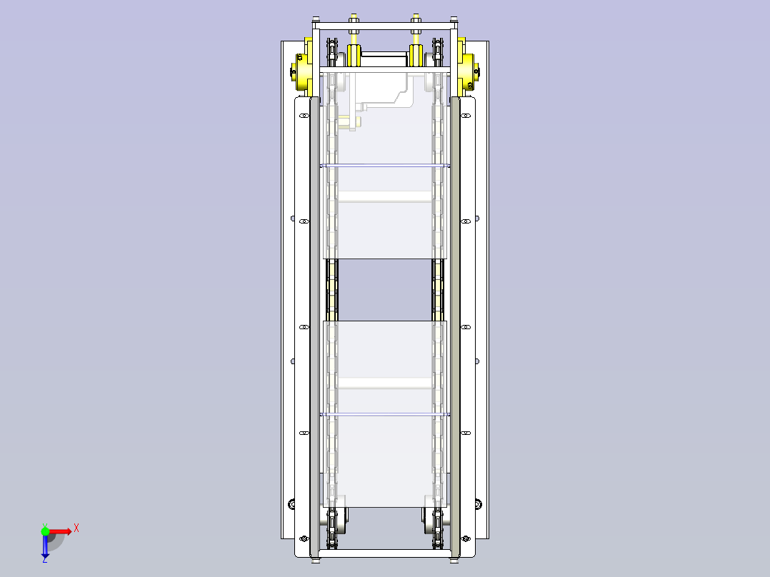 一款链条输送机3D模型俯视图