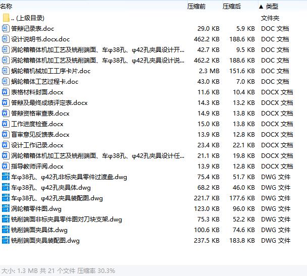 涡轮箱箱体的铣削端面、车φ38孔、φ42孔夹具设计及加工艺装备含开题、非标7张CAD图