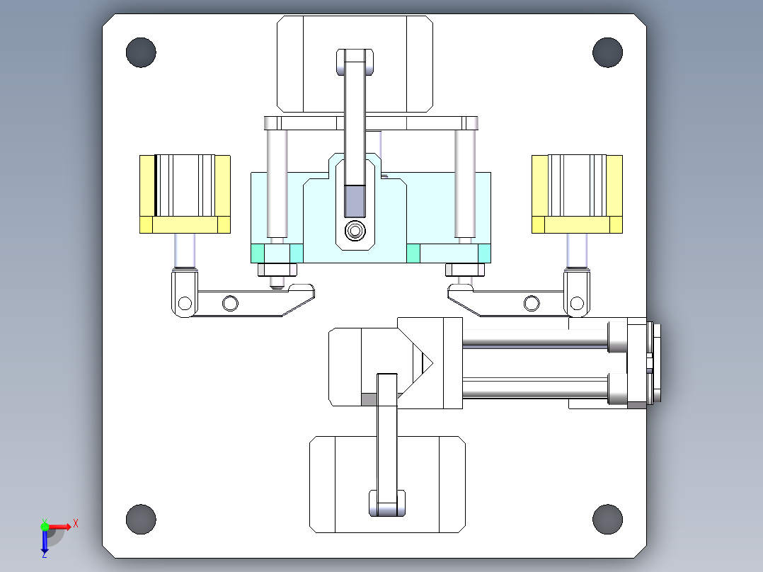 支架焊接夹具Solidworks设计附STP格式俯视图
