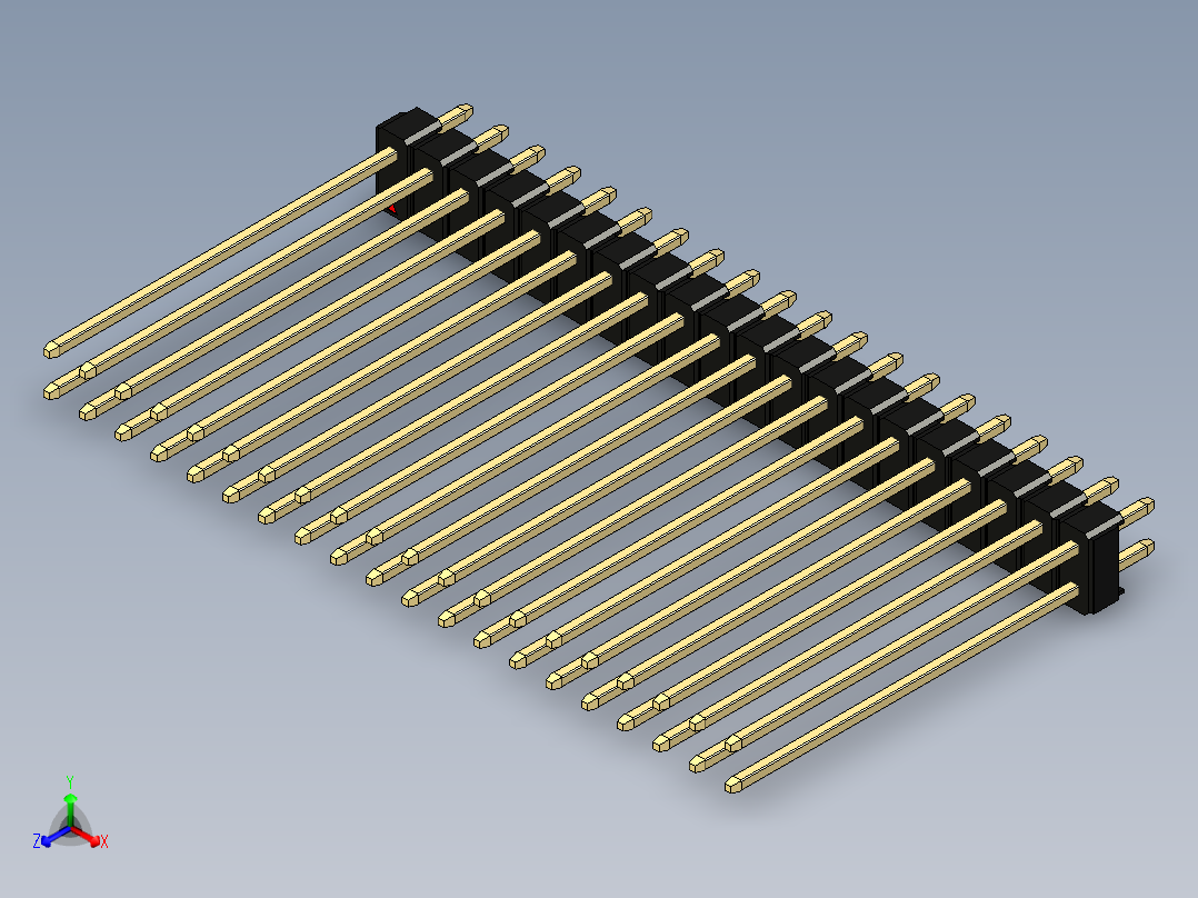 彩色公头100mil（2.54mm）系列-DS1021_black_2x20p_100mil_Type43_rev1.0主视图