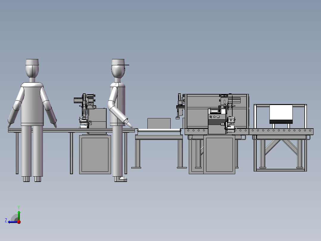 自动组装线3D模型右视图