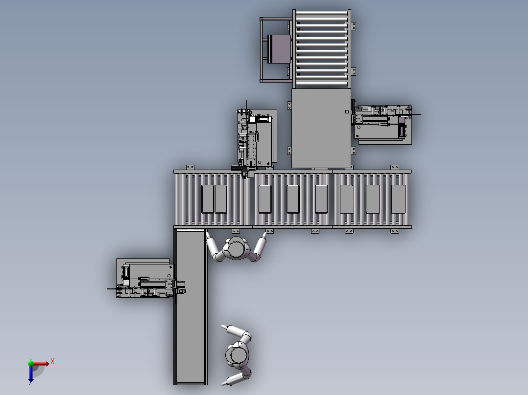 自动组装线3D模型俯视图