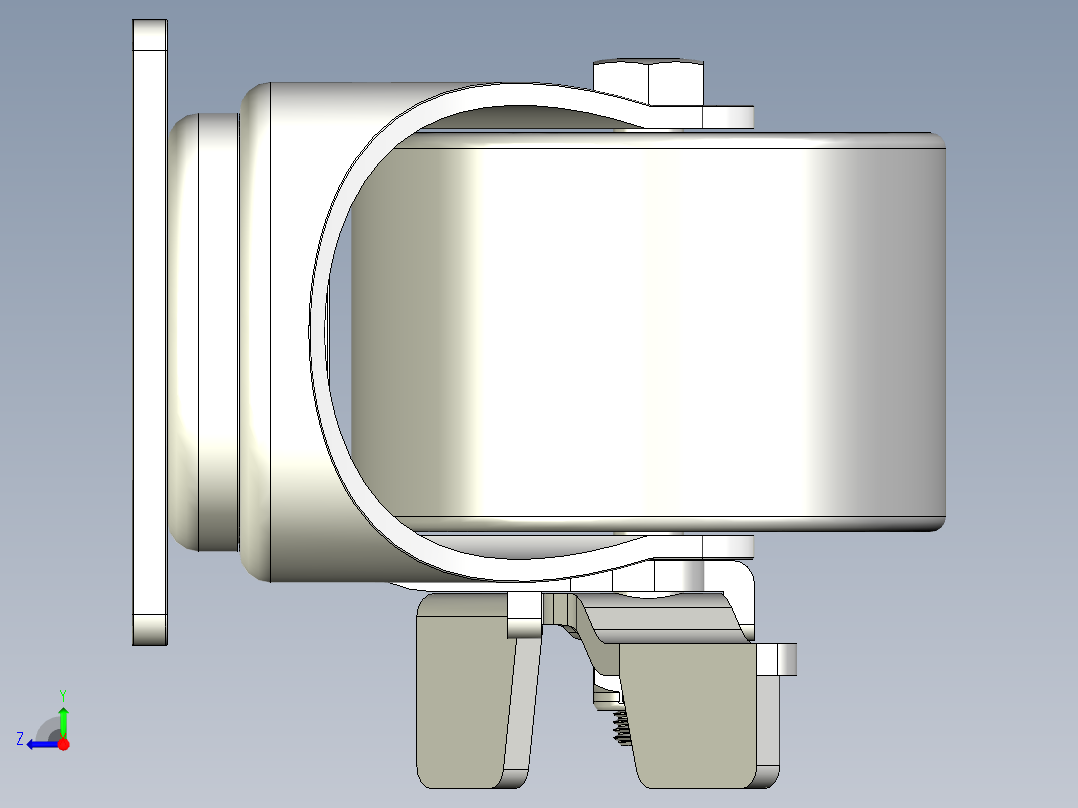 中荷重腳輪(1500N、2500N)5576-3D多系列多零件图纸模型右视图