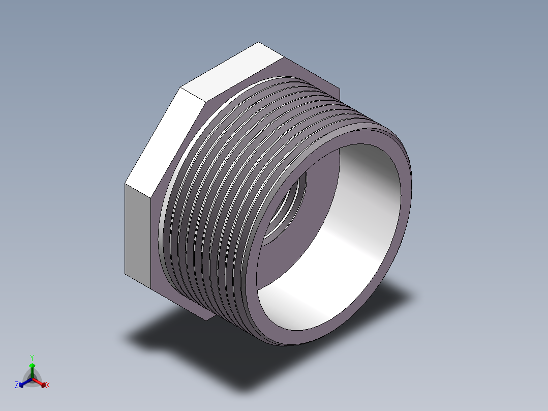 转接头-内外丝异径 DN40-DN15正等轴测图
